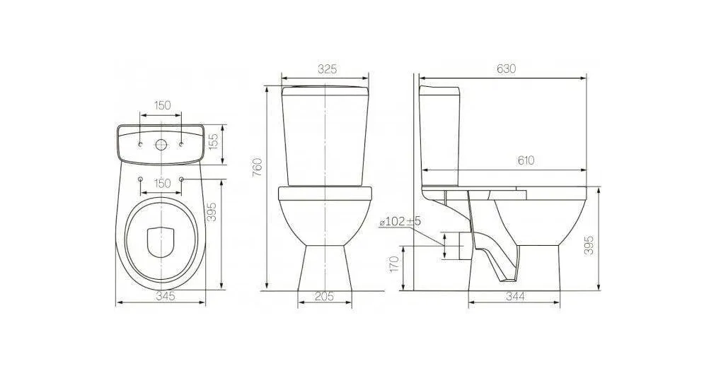 Унитаз-компакт ROSA "Рио", коричневый, декор