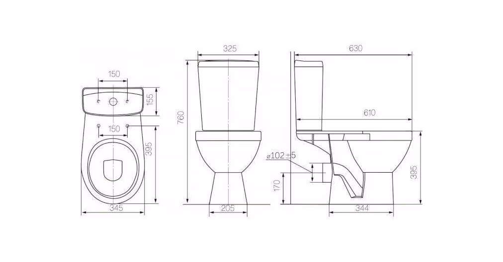 Унитаз-компакт Rosa Рио, черный, декорированный