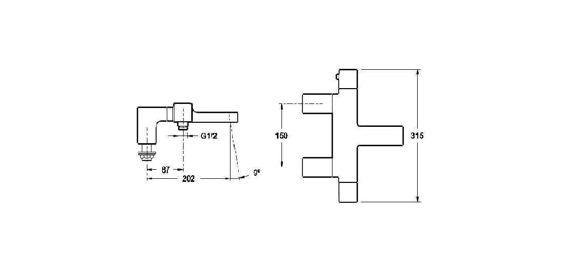 Смеситель Jacob Delafon Strayt, E9127-CP, для ванны и душа термостатический, хром