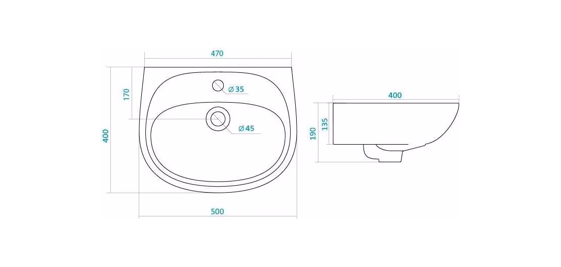 Умывальник «Анимо-50», 1.WH11.0.496, Santek