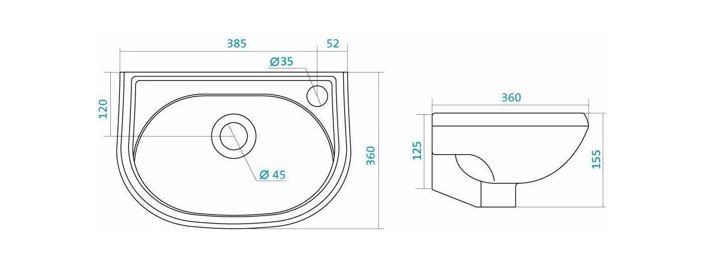 Умывальник "Бриз-40", левый, Чебоксары, Santek
