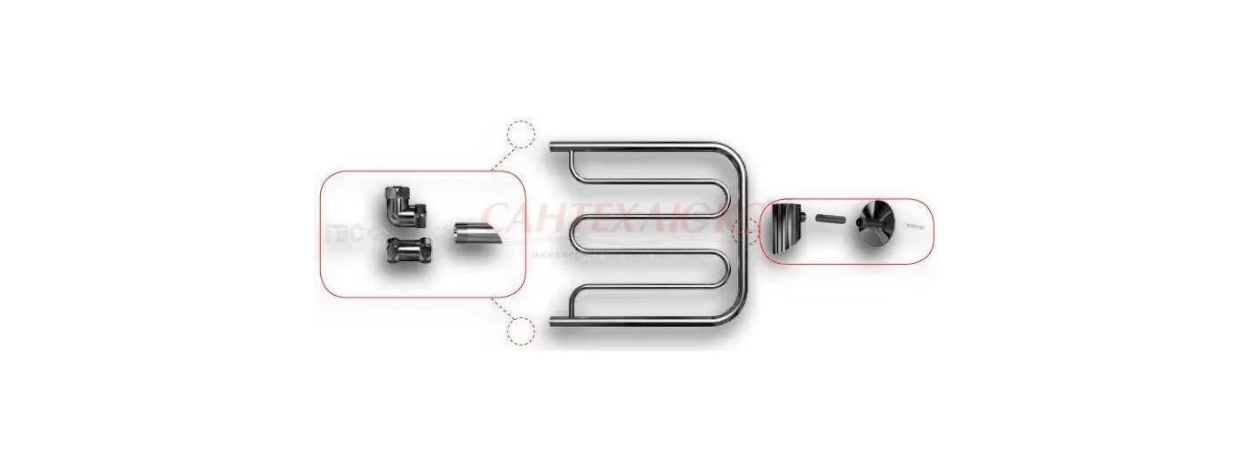 Полотенцесушитель "D" 50*50 1" с полочкой, Двин