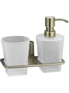 Стакан, держатель стакана WasserKraft Exter 5289 и дозатора, светлая бронза