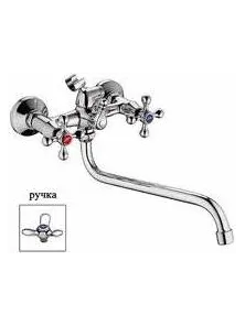 Смеситель для ванны l2112, керамическая букса, длинный излив 30 см, латунь, Ledeme