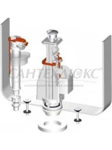 Арматура для сливного бачка, 1/2" двойная кнопка, нижняя подводка, металлический клапан, Чехия, sa08 sk, Alcaplast