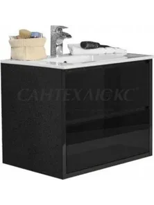 Тумба-умывальник Римини 60 черный глянец, 1A177701RN950, Акватон
