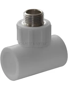 Тройник комбинированный наружная резьба д25*1/2" белый, 9510002512, Политэк