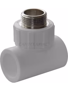 Тройник комбинированный наружная резьба д25*3/4" белый, 9510002534, Политэк