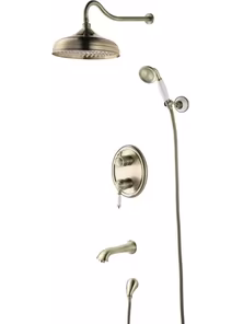 Душевой комплект Lemark Villa LM4822B со смесителем, встраиваемый с дополнительной однофункциональной лейкой, бронза