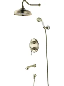 Душевой комплект Lemark Villa LM4822B со смесителем, встраиваемый с дополнительной однофункциональной лейкой, бронза