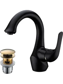 Смеситель Lemark Swan LM5406BG для раковины монолитный, черный/золото