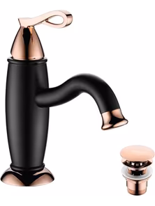 Смеситель Lemark Prime LM6106BRG для раковины  монолитный, черный/розовое золото