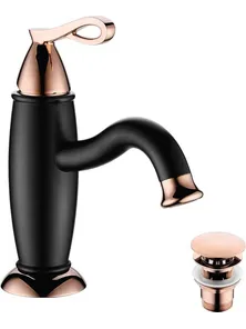 Смеситель Lemark Prime LM6106BRG для раковины  монолитный, черный/розовое золото