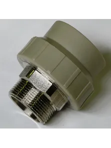 Муфта комбинированная наружная резьба 63*2" серый, 9000006302, Политэк