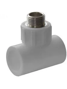 Тройник Политэк, 9500002512с, 25*1/2", комбинированный, внутренняя резьба, серый