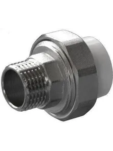 Муфта Политэк, PPRC, 63*2", комбинированная, наружная резьба, белый