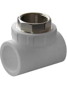 Тройник Политэк, 9500004014, 40х1 1/4", комбинированный, внутренняя резьба, белый