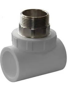Тройник Политэк, 9510001014с, 40*1 1/4", комбинированный, наружная резьба, серый
