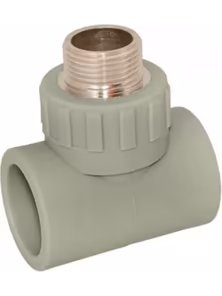 Тройник комбинированный, наружная резьба, 20х3/4", серый, 9510002034с, Политэк