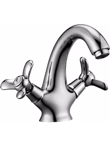 Cмеситель Rossinka Q02-61 для умывальника двуручный, монолитный, хром