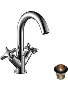 Смеситель Rossinka RS39-62U двуручный для умывальника с поворотным изливом, хром