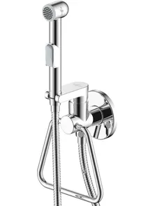 Смеситель Rossinka X25-55 с гигиеническим душем, встраиваемый с полотенцедержателем, хром