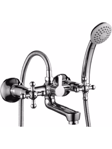 Смеситель Rossinka G02-83 для ванны с коротким изливом с держателем для лейки, хром