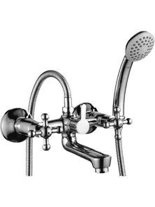 Смеситель Rossinka G02-83 для ванны с коротким изливом с держателем для лейки, хром