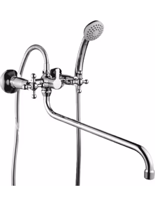 Смеситель Rossinka G02-84 универсальный с круглым изливом, с держателем для лейки, хром