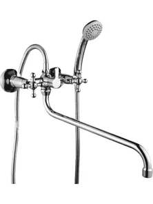 Смеситель Rossinka G02-84 универсальный с круглым изливом, с держателем для лейки, хром