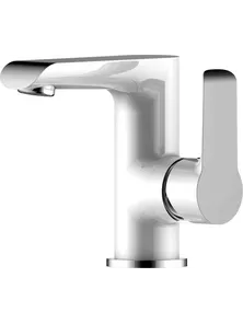 Смеситель Rossinka W35-11 для умывальника монолитный, хром/белый