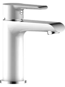 Смеситель Rossinka W35-12 для умывальника монолитный, хром/белый