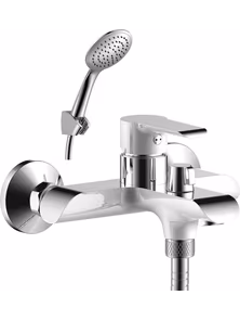 Смеситель Rossinka W35-31 для ванны с коротким изливом, дивертор, хром/белый