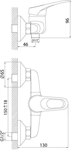 Смеситель Rossinka B35-41 для душа, хром