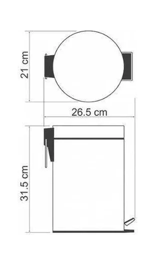 Ведро для мусора WasserKraft 655, 5 л, тёмная бронза