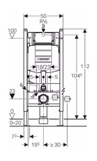 Инсталляция для подвесного унитаза Geberit duofix (3в1), 111.362.00.5, Geberit