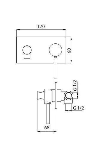 Смеситель Cezares OLIMP  OLIMP-DIF-01-L, с гигиеническим душем, однорычажный, хром, металл