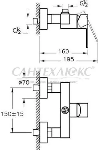 Смеситель для душа Flo S, A41938EXP, Vitra