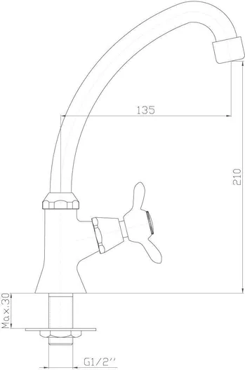 Кран Rossinka Q02-60U для холодный воды, хром