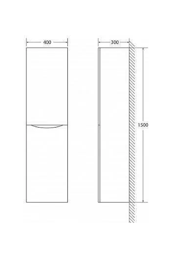 Шкаф BELBAGNO FLY-MARINO FLY-MARINO-1500-2A-SC-BL-P-R, подвесной, 2 распашные дверцы, правосторонний