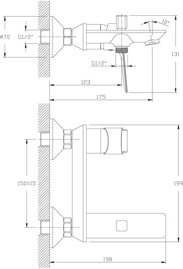 Смеситель Rossinka RS27-31  для ванны с коротким изливом, хром