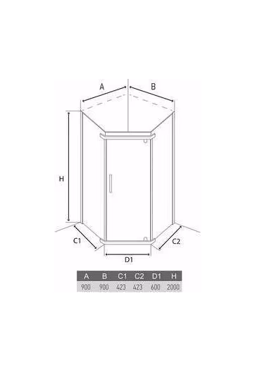 Душевое ограждение ERLIT ALEX BAITLER, AB215-90, 900*900*2000