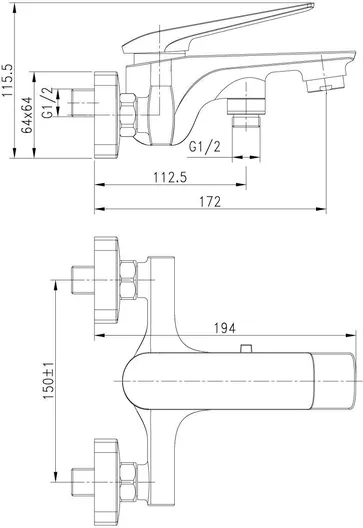 Смеситель Lemark Allegro LM5914CW для ванны с коротким изливом, хром/белый