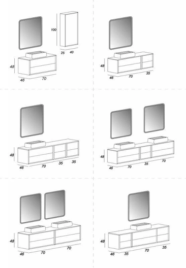 МЕБЕЛЬ ДЛЯ ВАННОЙ КОМНАТЫ CEZARES BELLAGIO - варианты исполнений