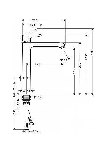 Смеситель HANSGROHE Metris, 31082000, для раковины