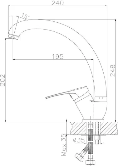Смеситель Rossinka B35-25 для кухни с высоким изливом, хром