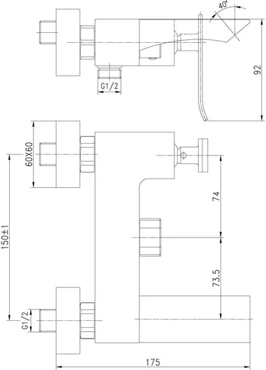 Смеситель Lemark Contest LM5814CW для ванны с коротким изливом, хром/белый