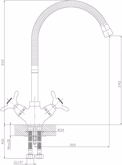 Смеситель Rossinka Q02-75 для кухни, с гибким изливом, хром