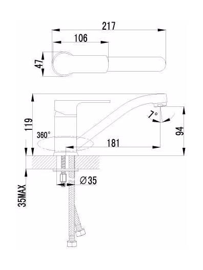 Смеситель Lemark Plus Grace LM1504С для кухни с поворотным изливом, хром