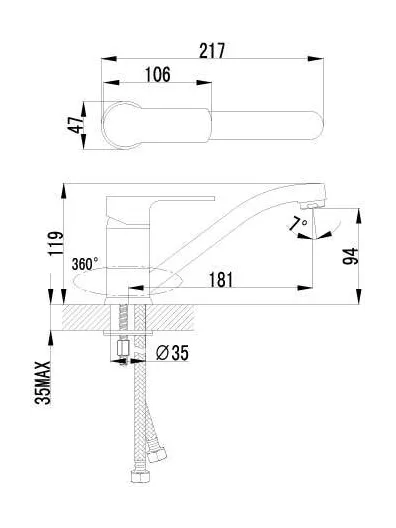 Смеситель Lemark Plus Grace LM1504С для кухни с поворотным изливом, хром